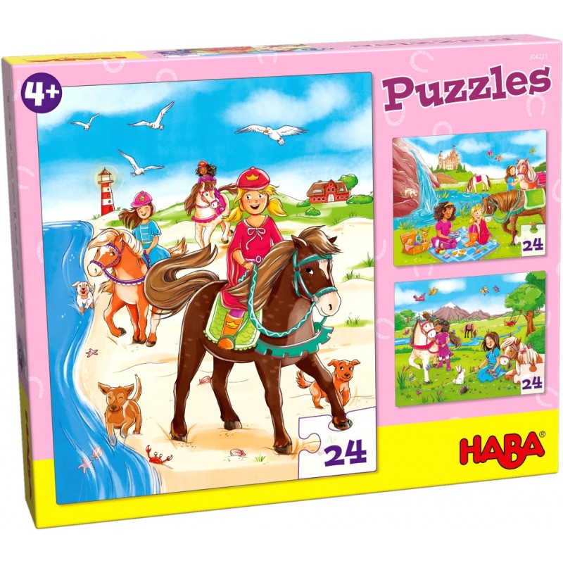 3 Puzzles Cavalos e Amigos (24 peças)