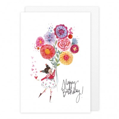 Cartão Flores Birthday com Envelope