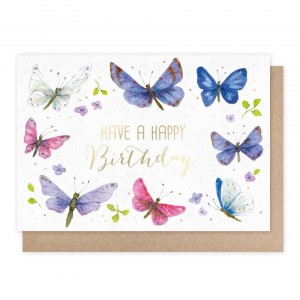 Cartão Bom Aniversário Borboletas com Envelope