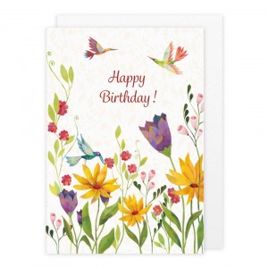 Cartão Aniversário Flores com Envelope